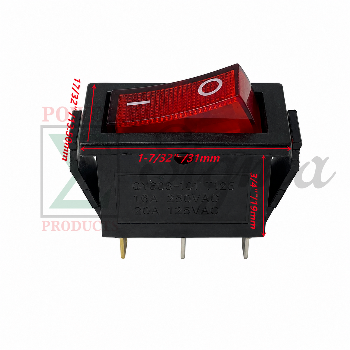 ESC Throttle On/Off Red Rocker Switch Replacement for Predator Surge 9500-Watt Inverter Generator, Fits SKU# 57080, 71365, 59188, 3-Pin 2-Position I/O Red Light Switch image 1
