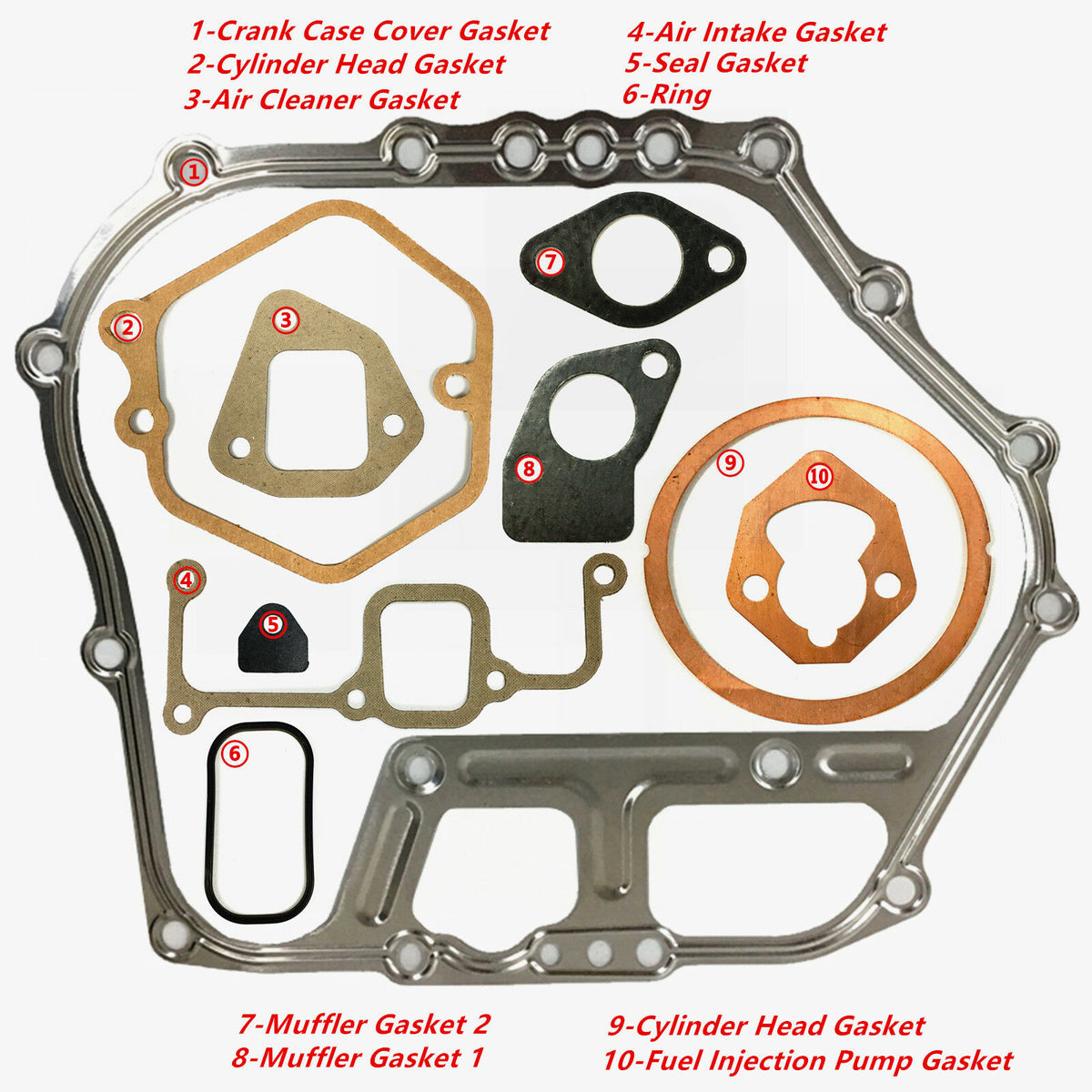 Gasket Piston Bearing Kit For Yanmar L100 & 186F 186FE 406CC 10HP Diesel Engine image 2