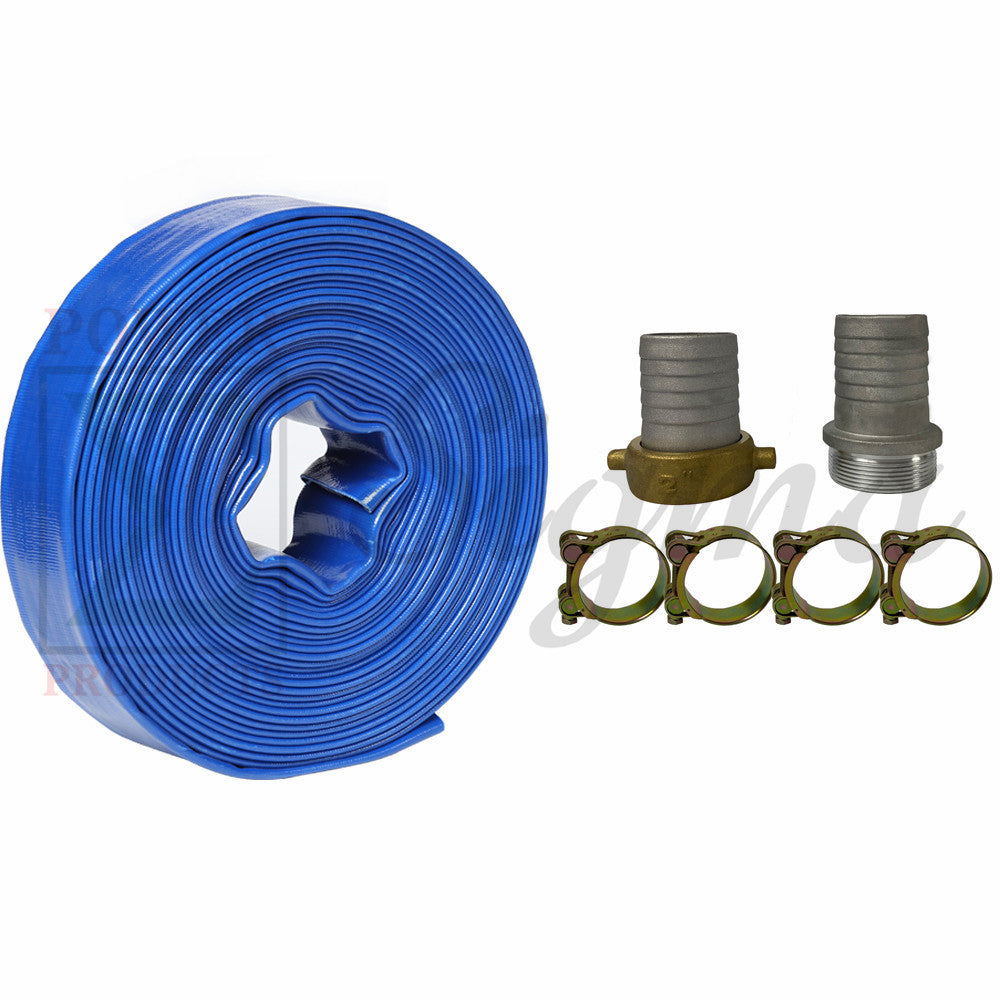 2" Inch X 50' Feet Agricultural PVC LayFlat Discharge Pump Hose Threaded Camlock image 0