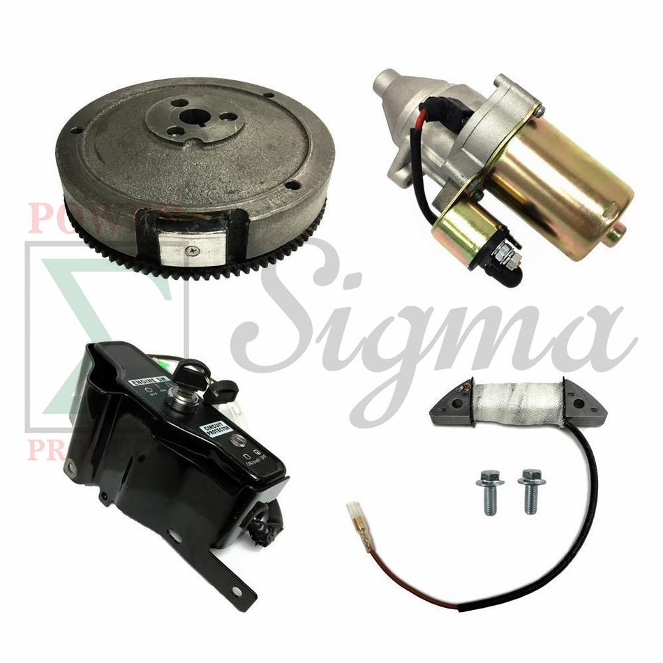Electric Start Upgrade Kit For Manual Recoil Start 337cc 389cc 420cc 11HP 13HP & Ignition Switch Box Flywheel Charging Coil Replace Predator 420cc 13HP Gas Engine 60340 60349 69736 image 0