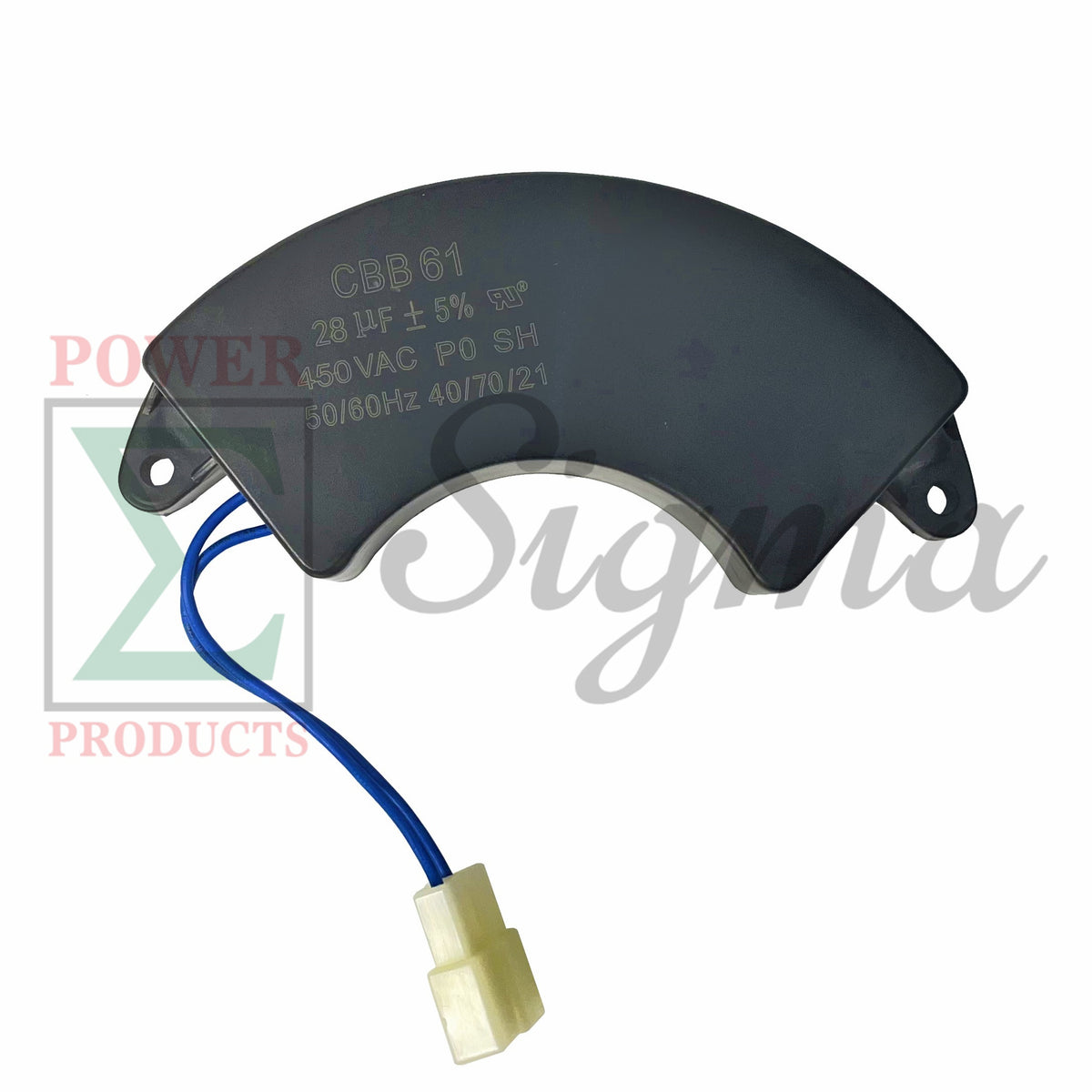 Half-Moon CBB61 28uF 28μf 450VAC 50/60 Hz 5-7KW Generator Capacitor With Plug UL image 0