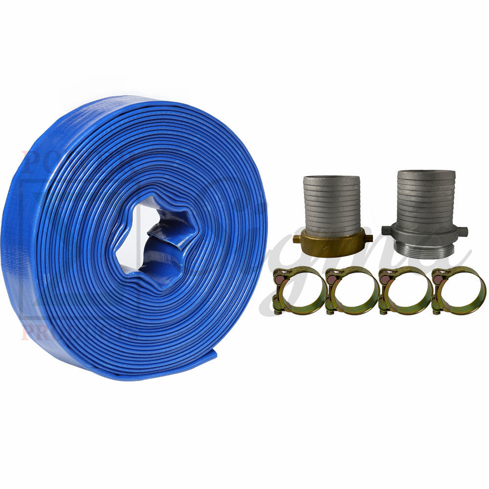 4" IN X 300' Feet Agricultural PVC Lay Flat Discharge Pump Hose Threaded Camlock image 0
