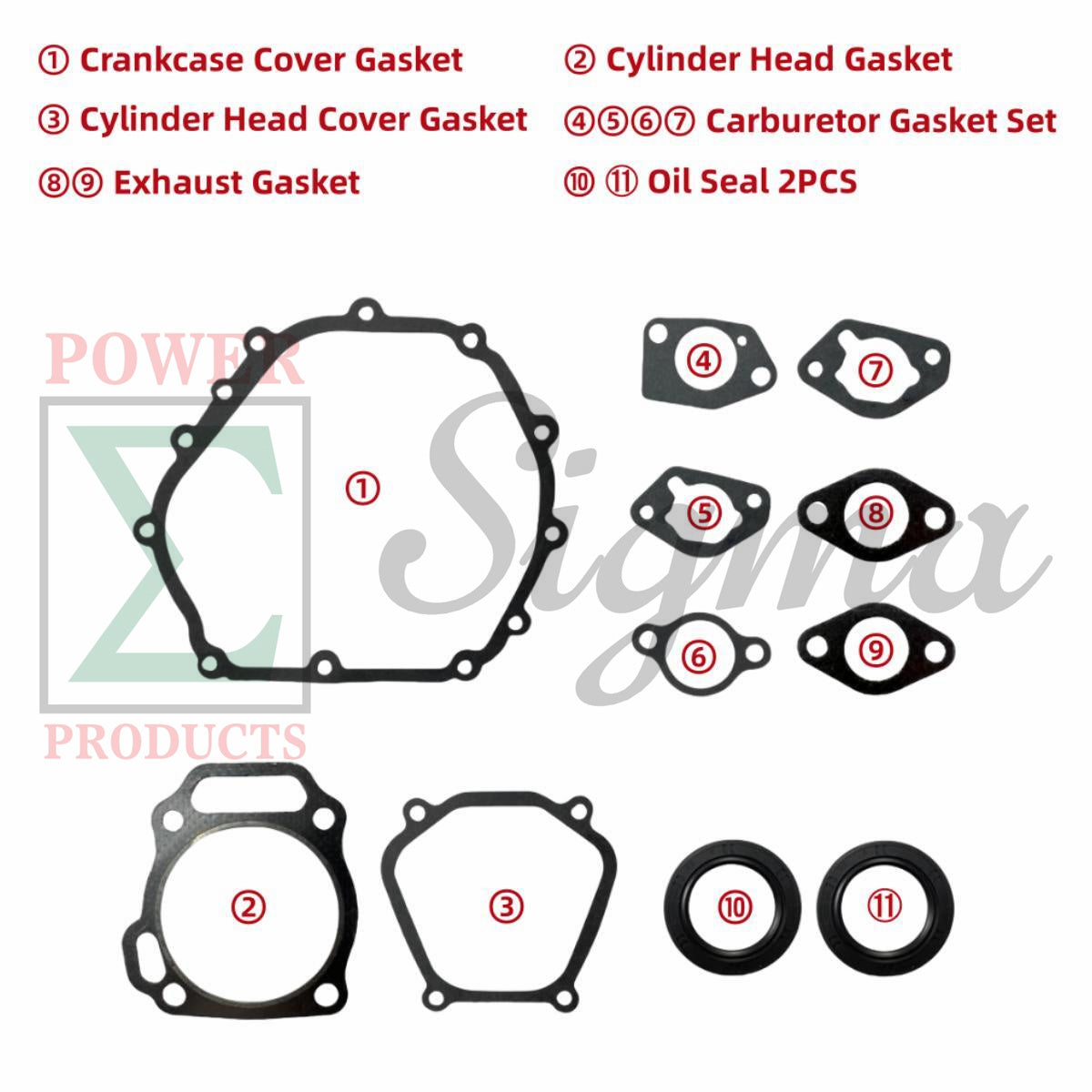 Gaskets for Carburetor Muffler Cylinder Head Crankcase Cover and Oil Seals for Predator Inverter Generators 9500-Watt Surge (SKU# 71365, 59188) for DuroMax XP9000iH XP9500iH Inverter Generator image 1