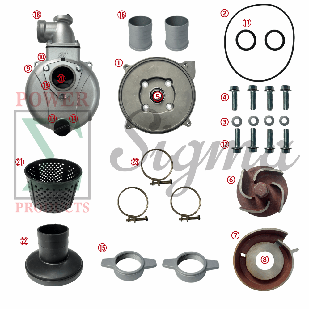 Complete Threaded Semi-Trash Water Pump W/NPT Thread Inlet and Outlet Including Gasket O-Ring and Mechanical Seal For Threaded Shaft 2" IN. Ports image 1