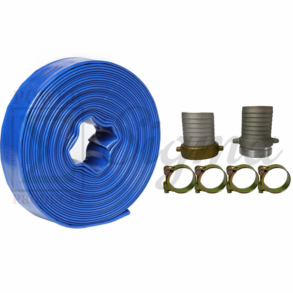 3" IN X 100' Feet Agricultural PVC Lay Flat Discharge Pump Hose Threaded Camlock image 0