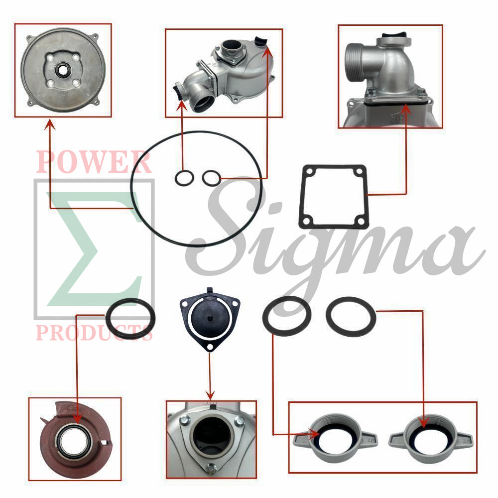 Pump Gasket O-Ring Kit for Honda 2" Inch 50 MM WB20XT3 WH20XTAF For Champion 2 IN For Pulsar For Red Lion 4RLAG-2H 5RLAG-2L For DuroMax XP652WP 7HP For Generac 2" Water Pump image 2