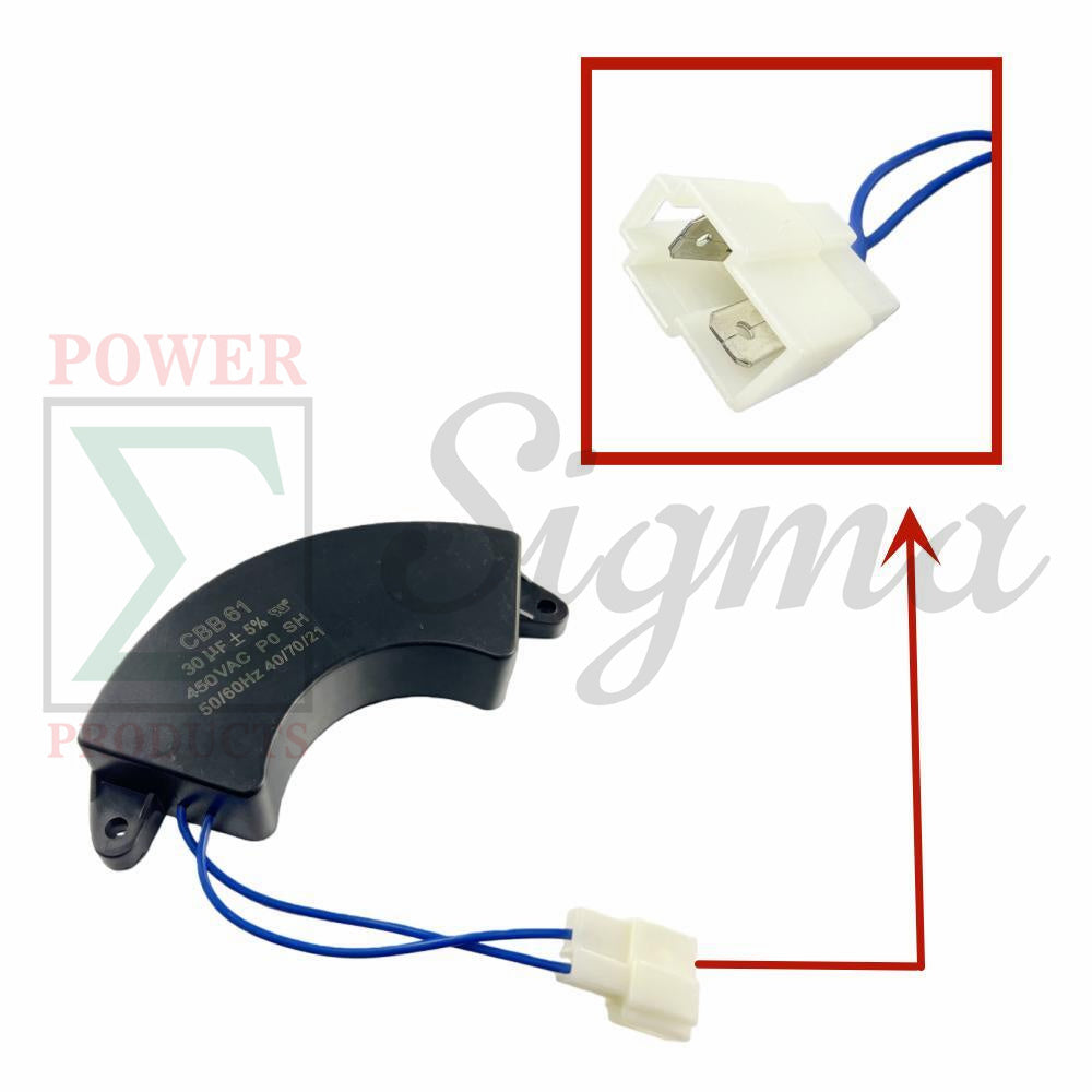 Capacitor With Plug CBB61 30uF 450V 50/60Hz Gas Diesel Half Moon For Generator image 2