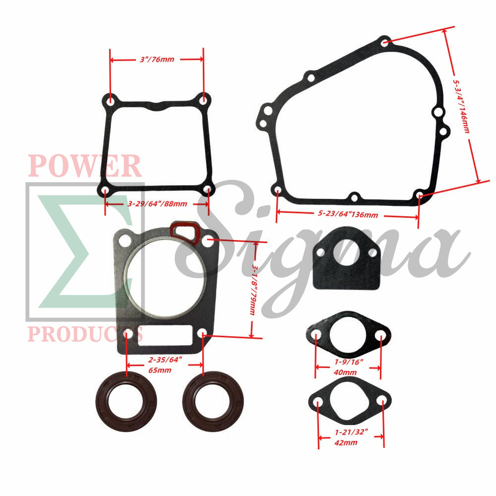 Gaskets for Carburetor/Cylinder Head/Crankcase Cover/Muffler and 2PCS of Oil Seals Kit Replaces GENMAX 145cc Inverter Generators – GM2800i, GM3200i, GM3300i, GM3500iAED, GM4000iSAPC & GM4000iSBEPC image 1