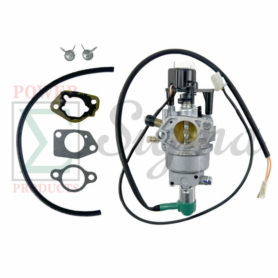 Carburetor Replacement with Stepper Motor for DuroMax XP12000HX Dual Fuel Generator, 457cc Engine 12000W, Includes Solenoid, Fuel Line & Gaskets image 0