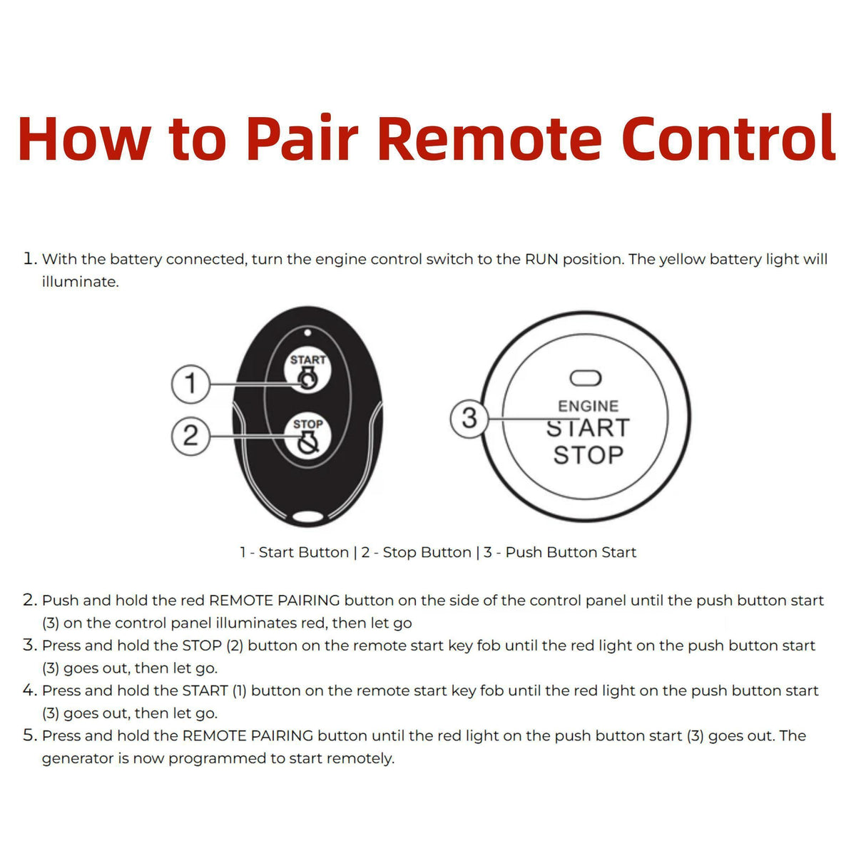 Remote Control Key Fob for Westinghouse Non-Inverter Generator WGen3600DFc WGen5300 WGen5300DFc WGen7500 WGen7500DF WGen9500 WGen9500DF WGen9500DFc WGen9500TFc WGen11500DFc WGen10500DFc WGen10500TFc image 4